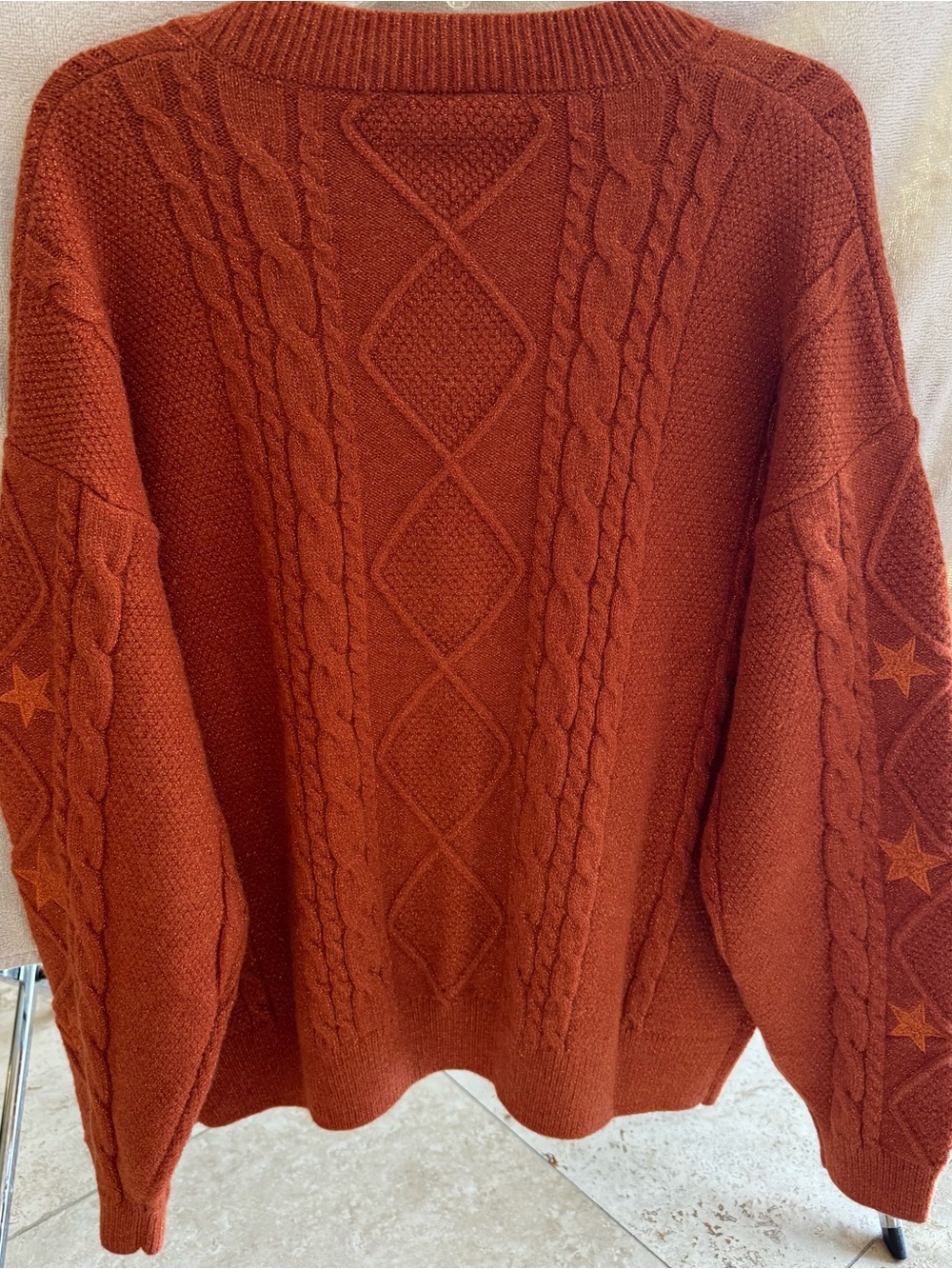 Taylor Swift Burnt Orange Cable‑Knit V‑Neck Cardigan - Picture 10 of 11
